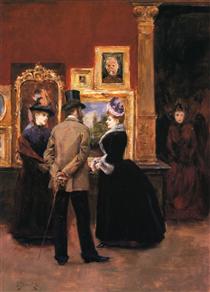 Ladies with a Gentleman in a Top Hat - Julius Stewart
