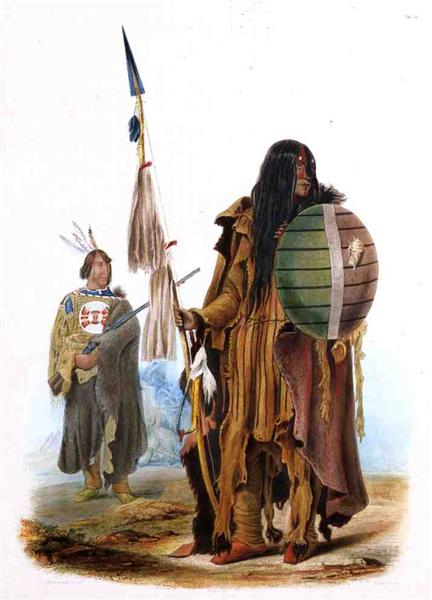 Assiniboin Indians, c.1843 - Карл Бодмер