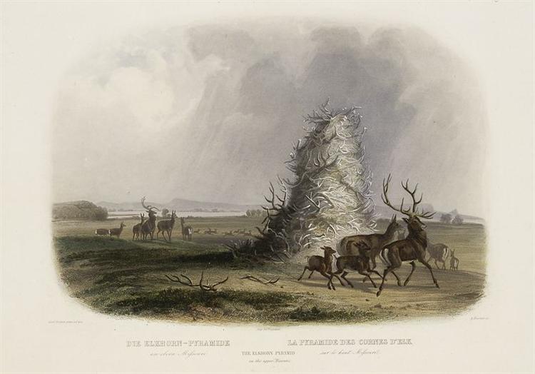 The Elkhorn Pyramid on the Upper Missouri, plate 13 from Volume 2 of 'Travels in the Interior of North America', 1843 - Karl Bodmer