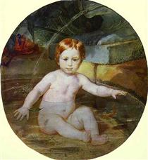 Child in a Swimming Pool (Portrait of Prince A. G. Gagarin in Childhood) - Karl Bryullov