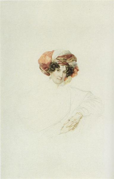 Portrait of an Unknown Woman in a Turban, c.1830 - Карл Брюллов