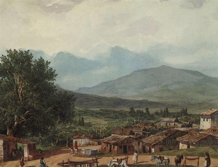 Village of San Rocco near the Town of Corfu, 1835 - Karl Pawlowitsch Brjullow