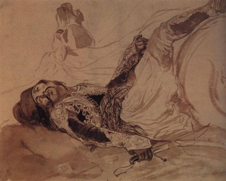Раненый грек, упавший с лошади, 1835 - Карл Брюллов