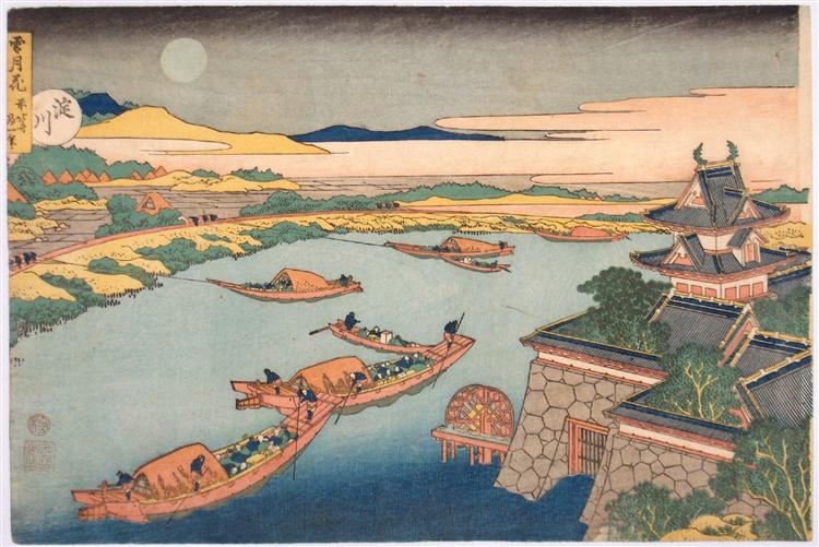 Yodo gawa from Setsugekka, Snow, Moon and Flowers - Katsushika Hokusai