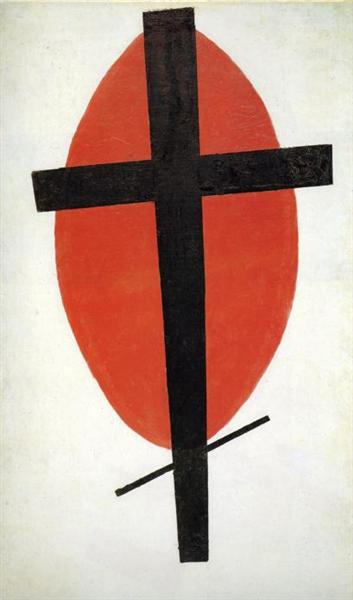 The black cross on a red oval, c.1921 - 馬列維奇