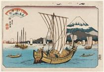 Returning Sails at Shiba Bay - 溪齋英泉