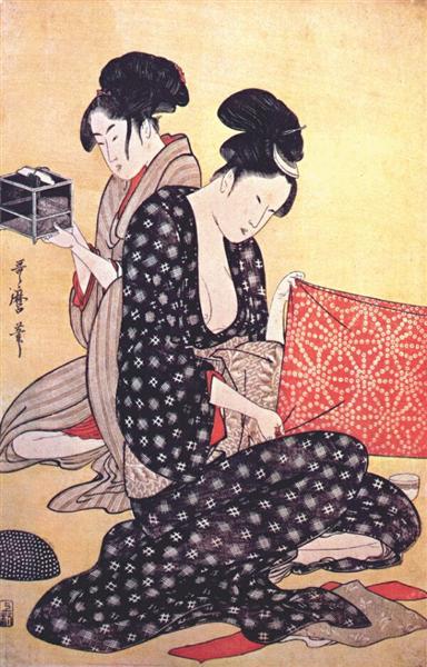 Women making dresses - Kitagawa Utamaro