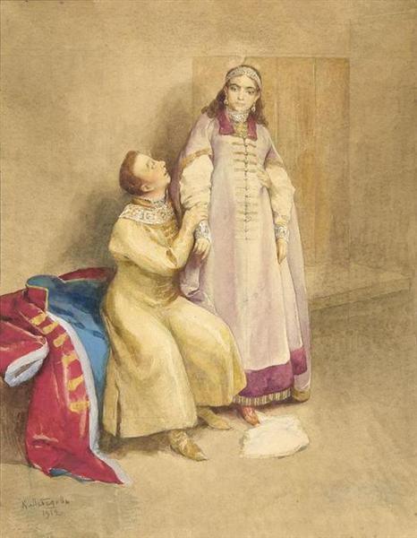 False Dmitry I and Princess Xenia Godunova - Klavdi Lébedev