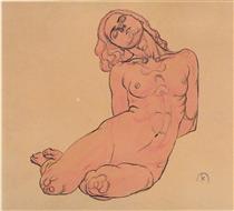 A crouching woman - Koloman Moser