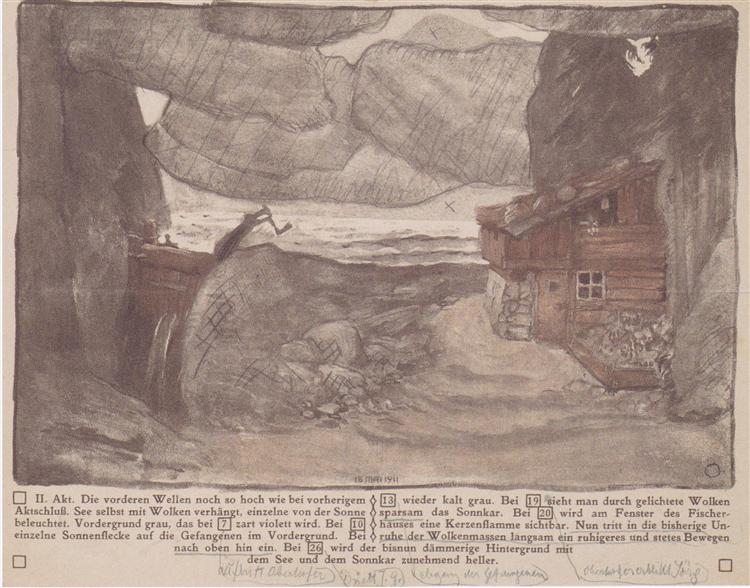 Stage design for 'The lake' of Julius Bittner, c.1911 - Koloman Moser