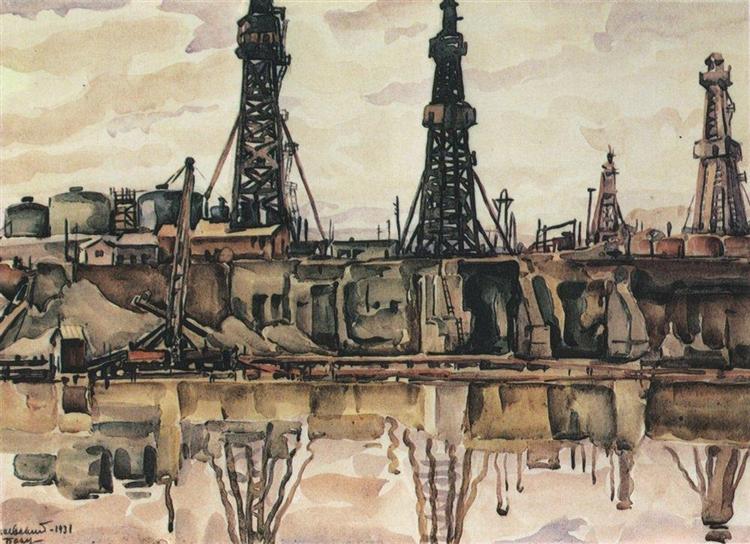 Baku. Oil rigs., 1931 - Konstantin Bogaevsky