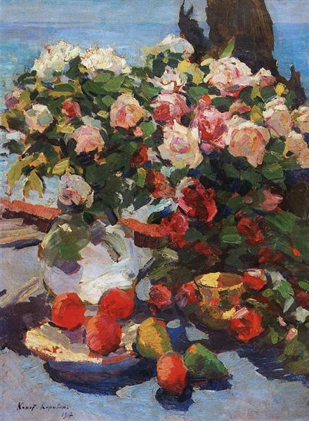 Roses and Fruit, 1917 - Konstantin Alexejewitsch Korowin