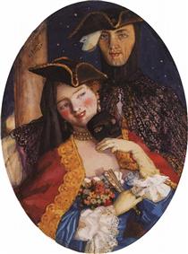 Two Masks (Pair on the Eve of the Carnival) - Constantin Somov