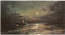Boat at moonlight - Constantinos Volanakis