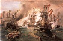 Naval battle at Lissa - Konstantinos Volanakis