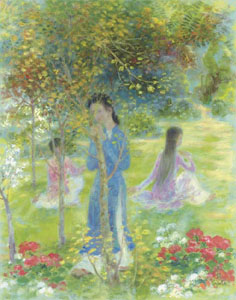 Three ladies in a garden - Le Pho