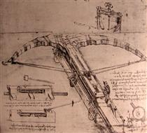 Конструкція для величезного арбалета - Леонардо да Вінчі