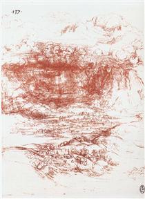 Storm over a landscape - Léonard de Vinci