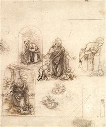 Studies for a Nativity - Леонардо да Винчи