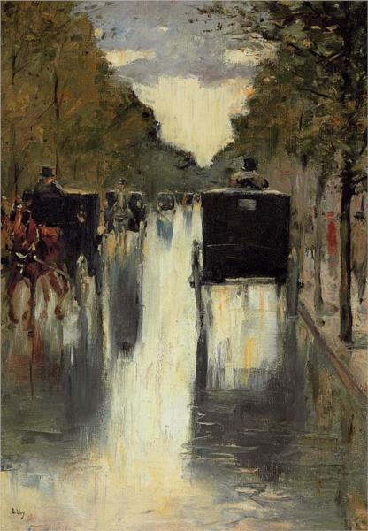 Berlin street scene with horse-drawn cabs, 1910 - Lesser Ury