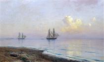 Seascape with sailboats - Лев Лагоріо