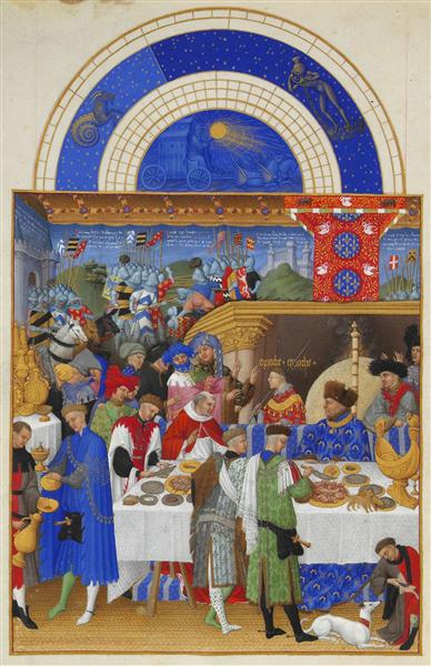 Calendar: January (Banquet Scene), 1416 - Hermanos Limbourg