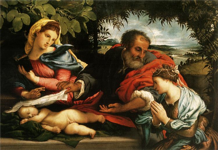 The Holy Family with St. Catherine of Alexandria, 1533 - 羅倫佐·洛托