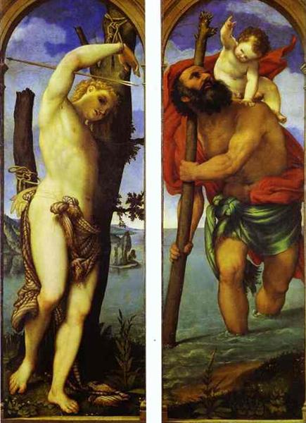 Wings of a triptych: St. Sebastian, St. Christopher, 1531 - Lorenzo Lotto