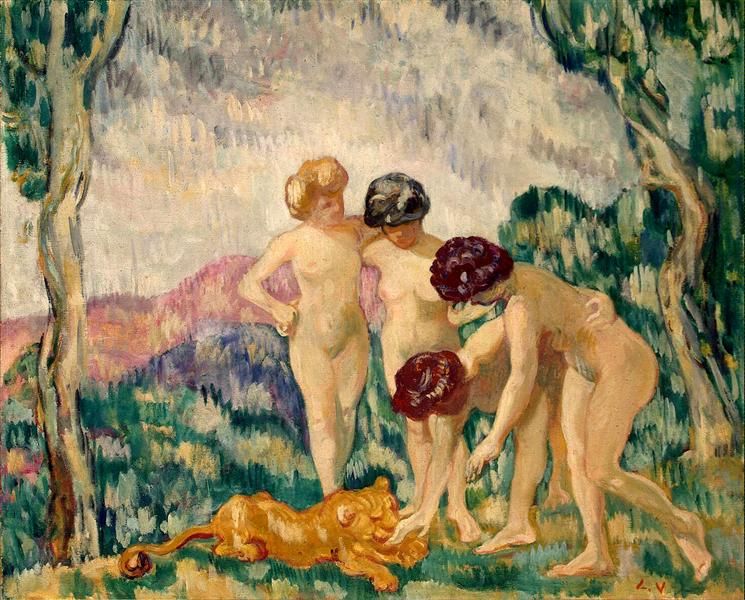 Young Girls Playing with a Lion Cub, c.1905 - c.1906 - Louis Valtat