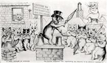A FREE LECTURE IN CATVILLE THE LEARNED PROFESSOR WAS EXPOUNDING HIS THEORIES TO AN ATTENTIVE AUDIENCE - Louis Wain