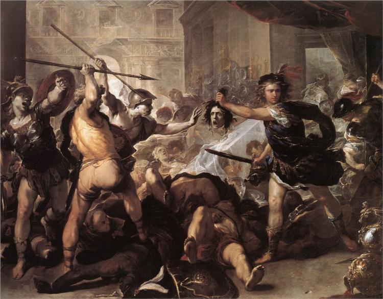 Perseus Fighting Phineas and His Companions, c.1670 - Luca Giordano