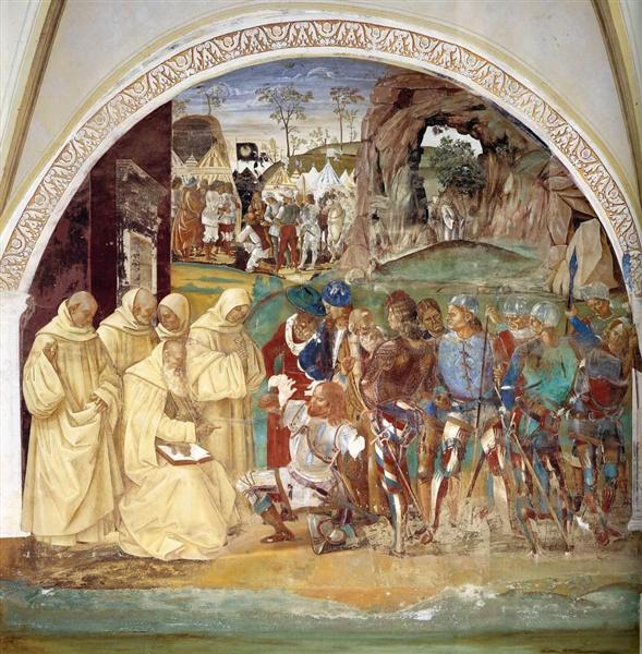 Life of St. Benedict. Benedict Discovers Totila's Deceit, 1499 - 1502 - Luca Signorelli
