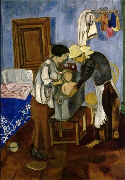 Bathing of a Baby, c.1916 - Marc Chagall