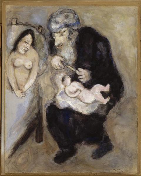 Circumcision prescribed by God to Abraham (Genesis, XVII, 10), 1931 - Marc Chagall