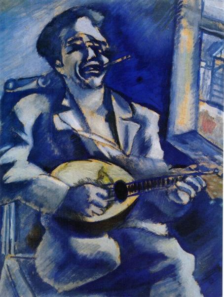 Portrait of Brother David with Mandolin, 1914 - Marc Chagall