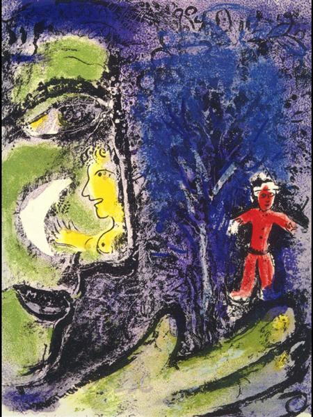 Профиль и красный ребенок, 1960 - Марк Шагал
