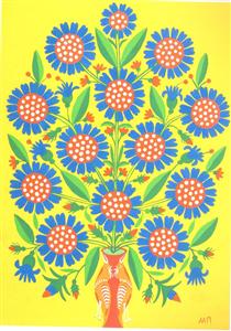 Blue-Eyed Flowers - Maria Primachenko