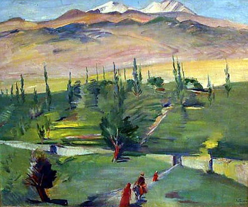 Landscape with a view of Mount Ararat, 1937 - 马尔季罗斯·萨良