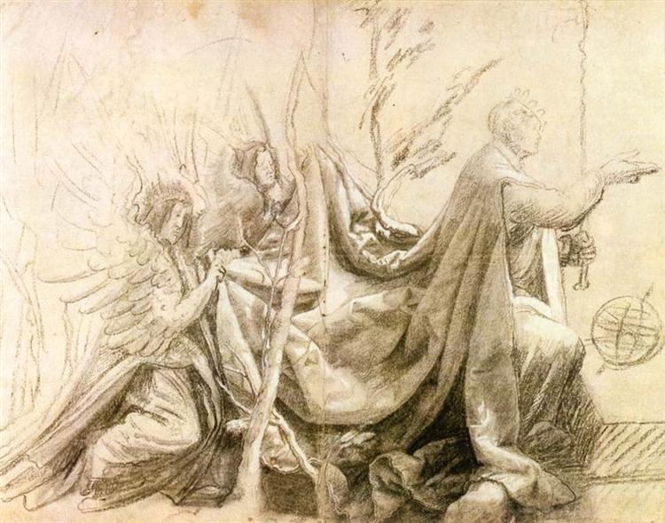 Kneeling King with Two Angels, 1515 - Матіас Грюневальд