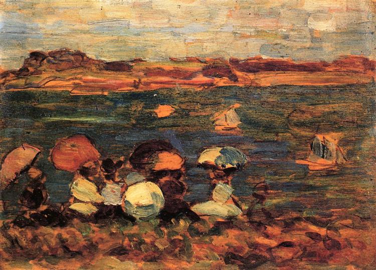 Beach Scene, St. Malo, c.1907 - Морис Прендергаст