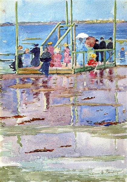 Float at Low Tide, Revere Beach (also known as People at the Beach), c.1896 - c.1897 - Maurice Prendergast