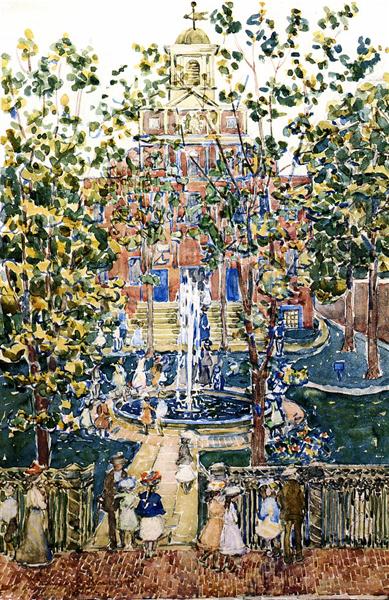 The West Church (also known as Fountain at the West Church, Boston), c.1900 - c.1901 - Maurice Prendergast