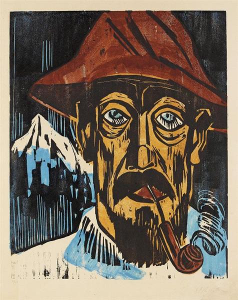 Rauchender Schweizer, 1923 - Макс Пехштейн