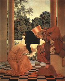 Lady Ursula Kneeling before Pompdebile (from The Knave of Hearts) - Maxfield Parrish
