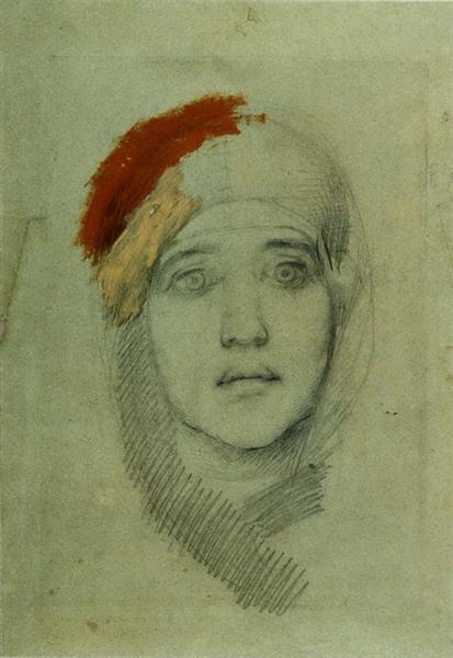 Woman's Head (Emily L. Prahova), 1884 - Михаил Врубель
