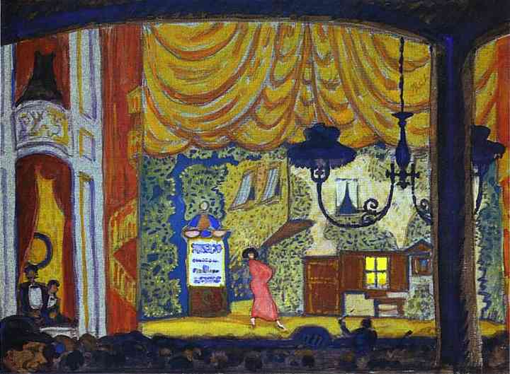 Denmark. A Small Theatre., 1912 - Mstislaw Walerianowitsch Dobuschinski