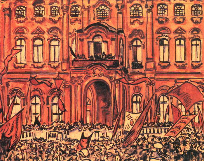 Rally in front of the Palace of Fine Arts, 1920 - Mstislav Dobujinski