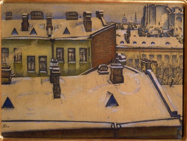 Дахи під снігом, 1916 - Мстислав Добужинський