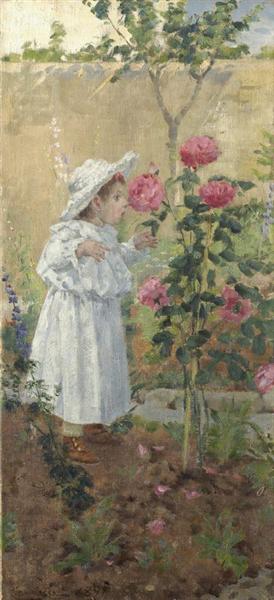 Girl among the roses, 1891 - Niccolò Cannicci