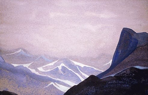 A steep snow slope, 1924 - Nicholas Roerich